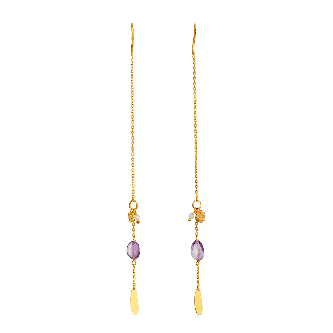 Maanesten Emmeline Gold-Plated Earrings with Prehnite & Amethyst 