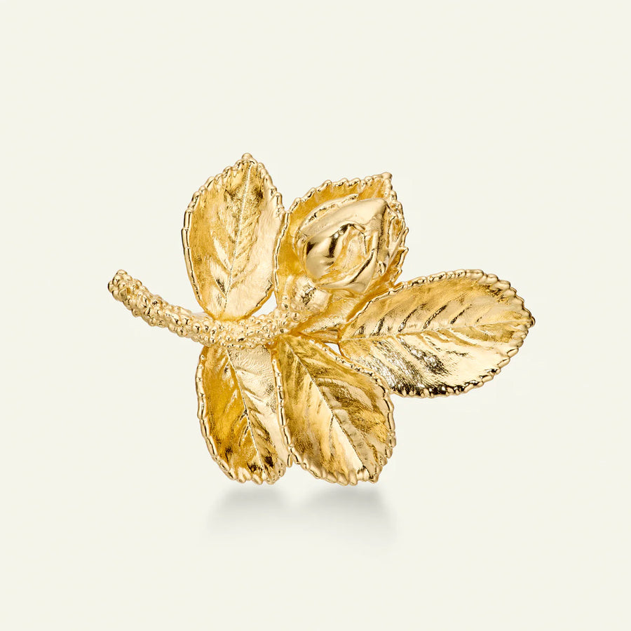 Flora Danica Rose Petal Brooch Gold Plated