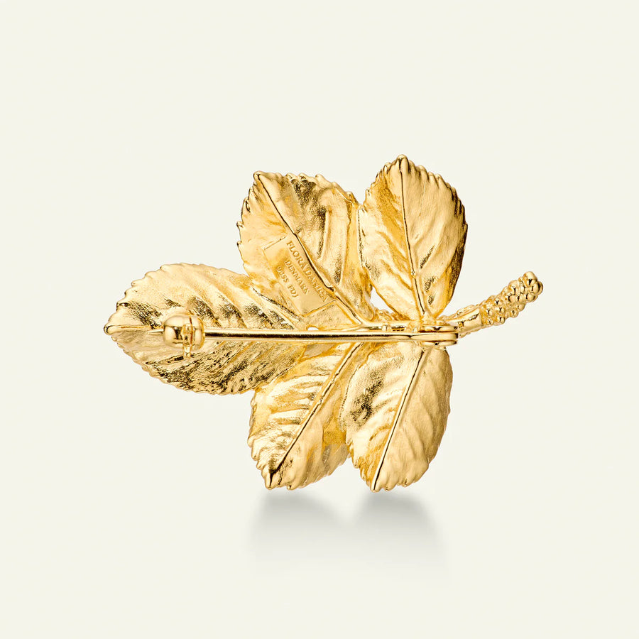 Flora Danica Rose Petal Brooch Gold Plated