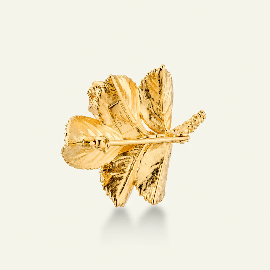 Flora Danica Rose Petal Brooch Gold Plated