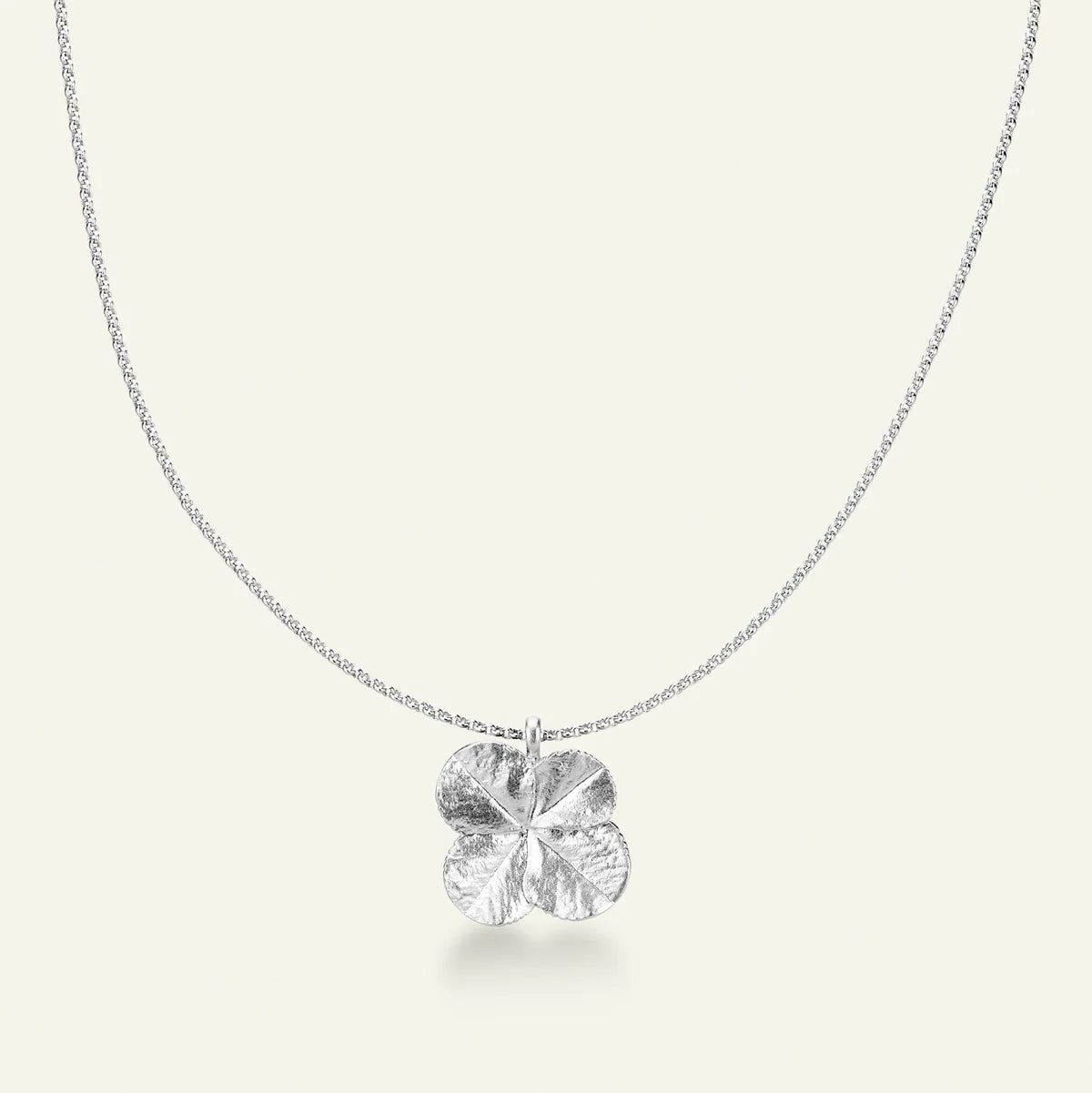 Flora Danica Clover Statement Necklace with Large Pendant in Silver 