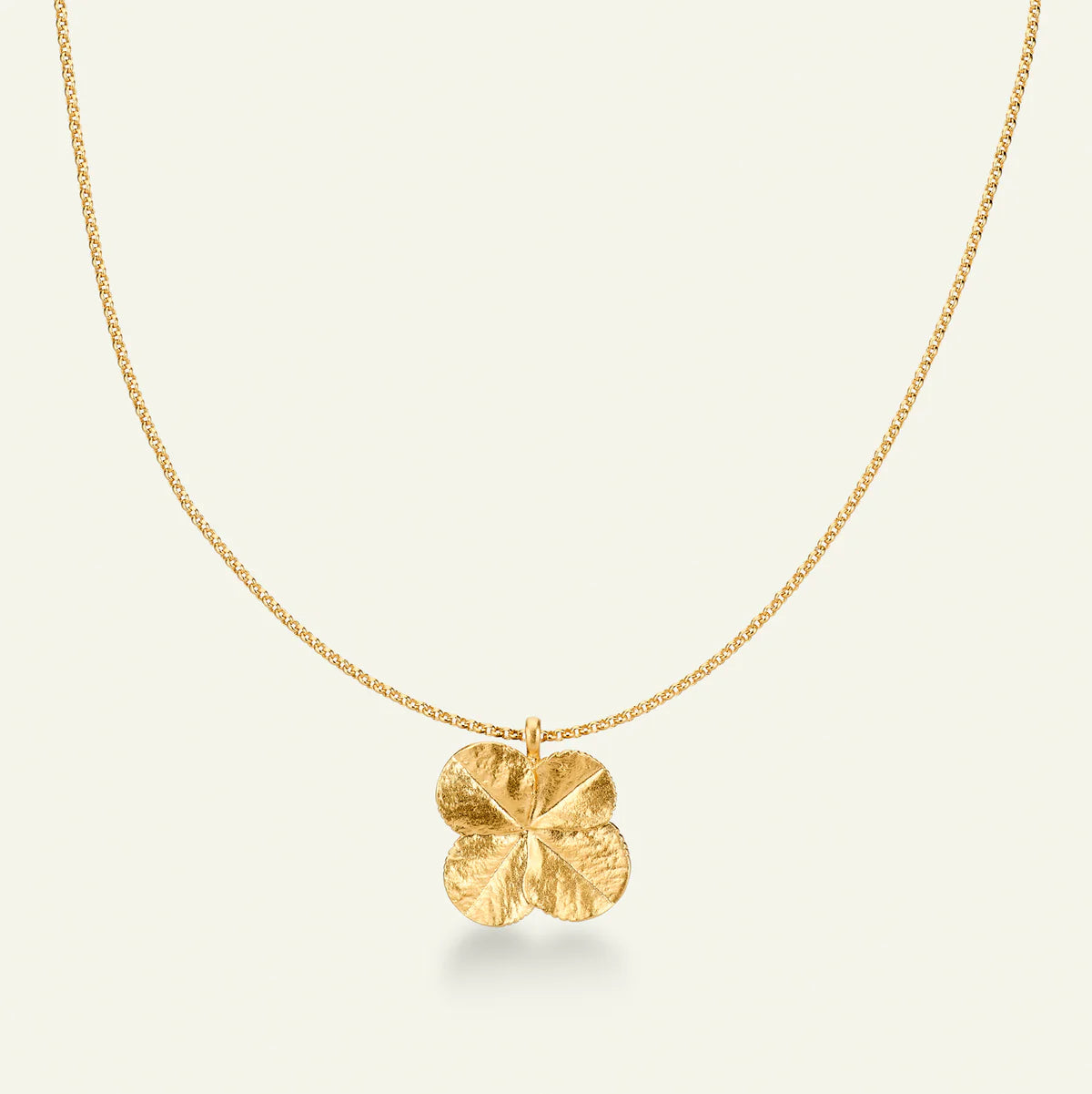 Flora Danica Four-Leaf Clover Statement Necklace with Large Pendant Gold-Plated 