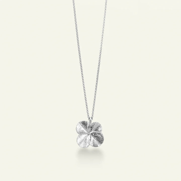 Flora Danica Clover Statement Necklace with Large Pendant in Silver 