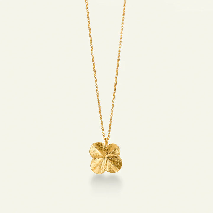 Flora Danica Four-Leaf Clover Statement Necklace with Large Pendant Gold-Plated 