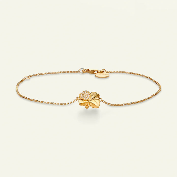 Flora Danica Four Leaf Clover Bracelet Pavé Gold Plated