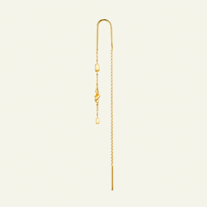 Flora Danica Four-Leaf Clover Chain Earrings Gold-Plated 