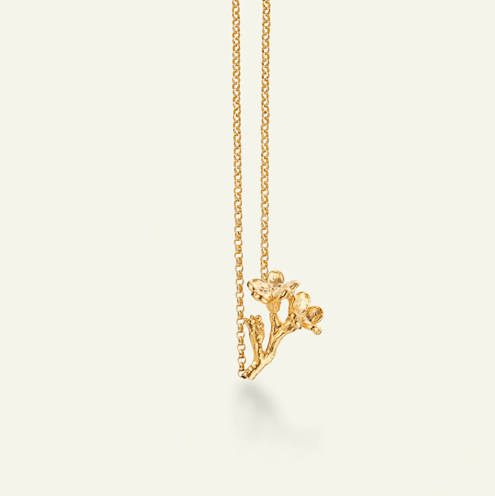 Flora Danica Forget-Me-Not Flower on Stem Necklace Gold-Plated 