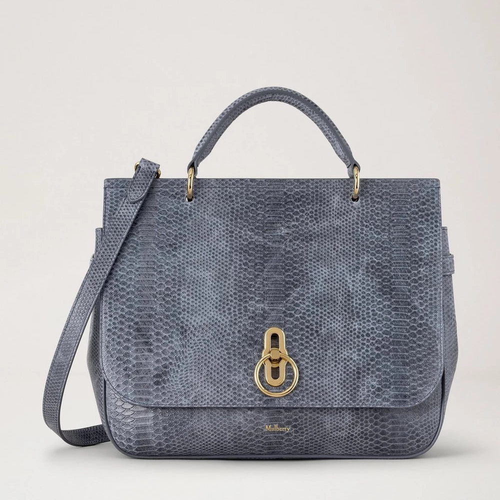 Mulberry Large Amberley Top Handle Foggy Grey Waxed Snake Print – product image 5