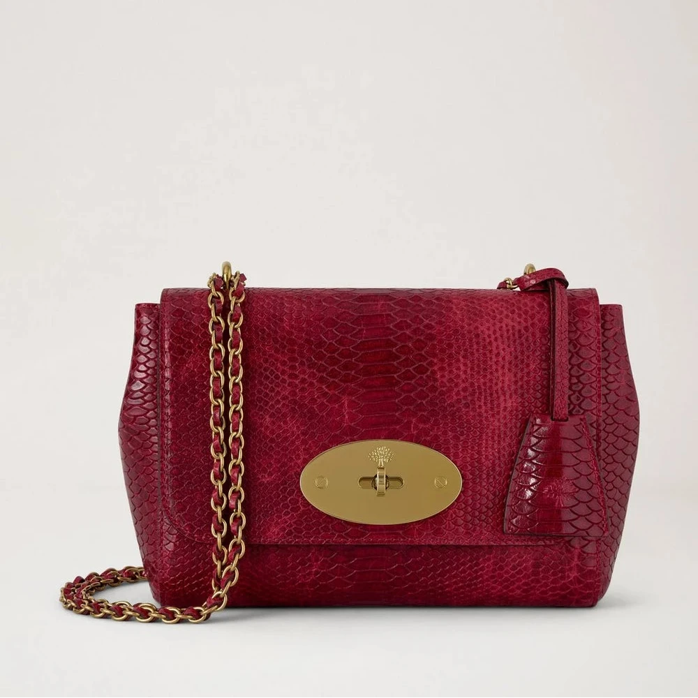 Mulberry Lily Apple Red Waxed Snake Print