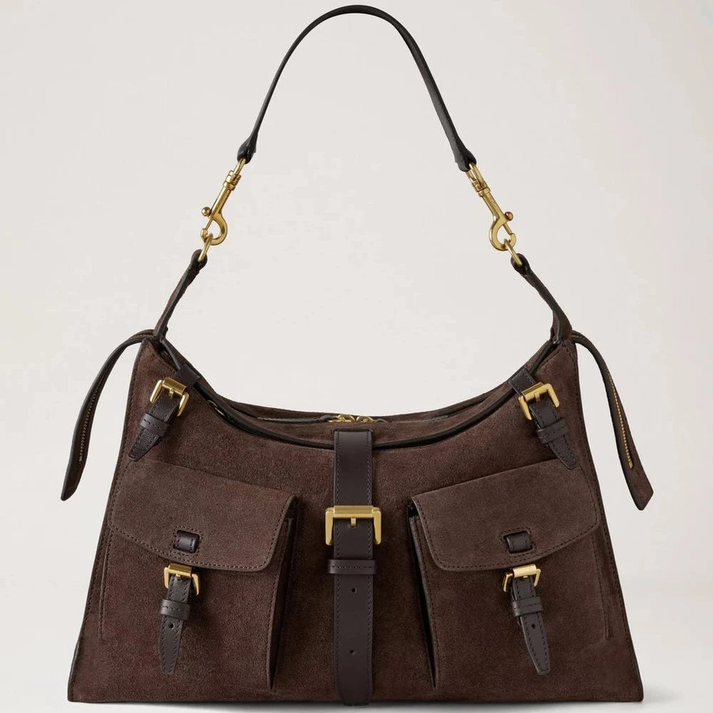 Mulberry Roxanne Shoulder Bag Chocolate Suede 