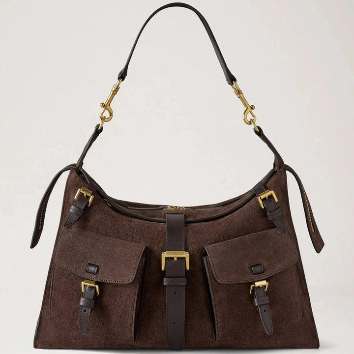 Mulberry Roxanne Shoulder Bag Chocolate Suede 