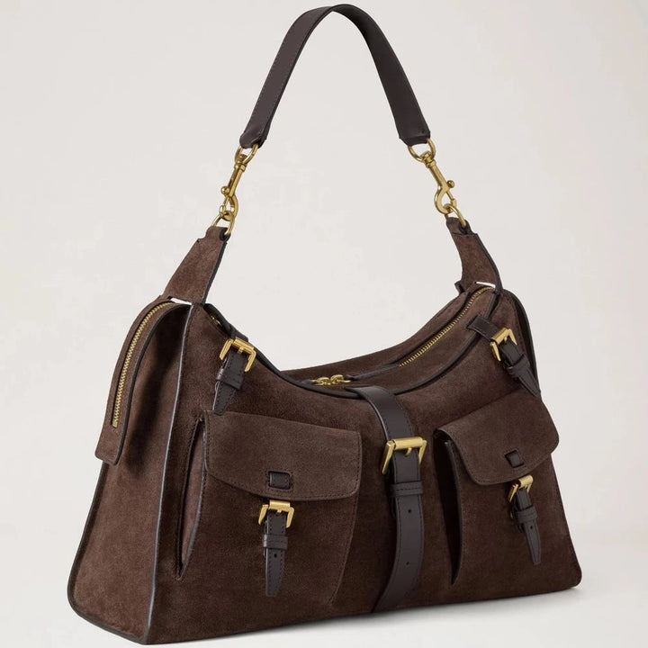Mulberry Roxanne Shoulder Bag Chocolate Suede 