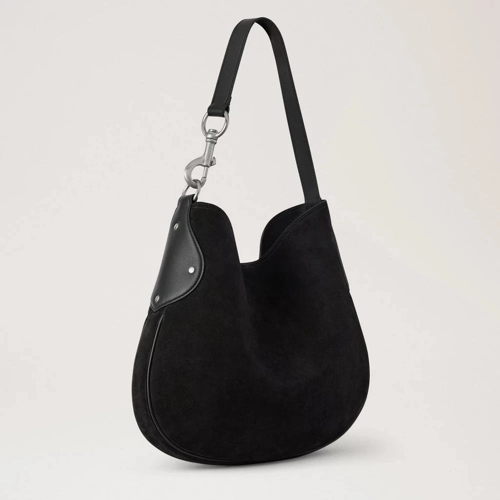 Mulberry Hackney Shoulder Bag Black Suede 