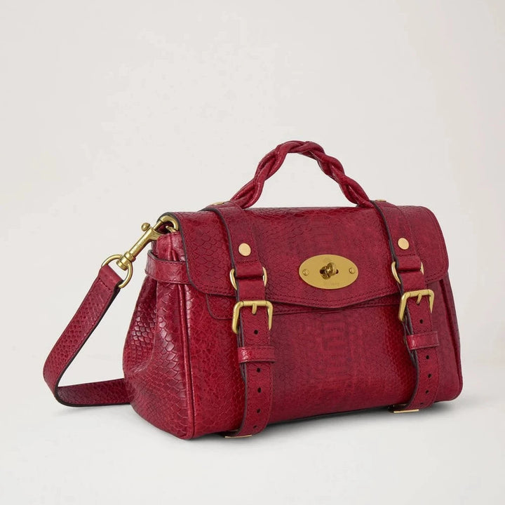 Mulberry Mini Alexa Waxed Snake Appel Red 