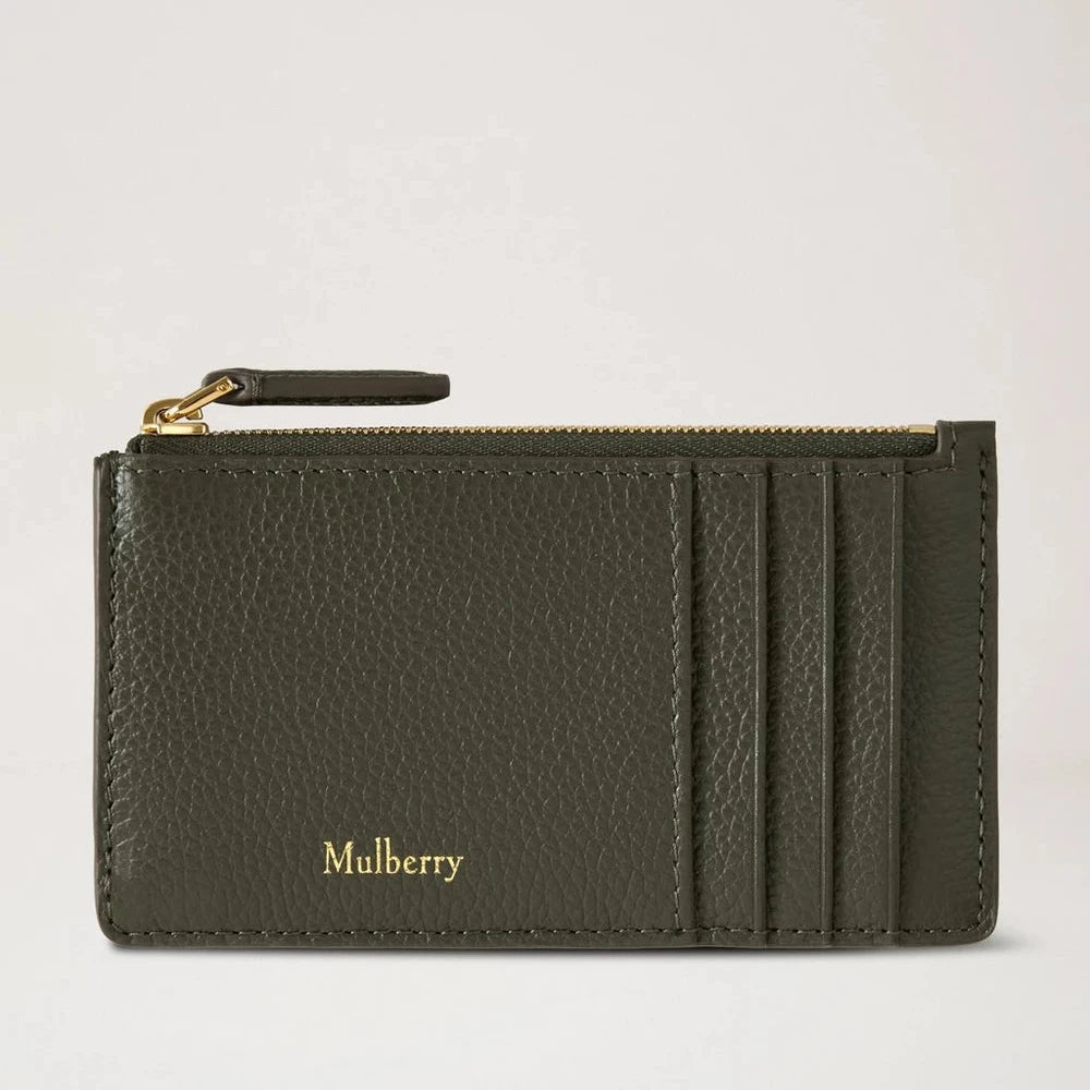 Mulberry Continental Long Zipped Card Holder Juniper Green Small Classic Grain 