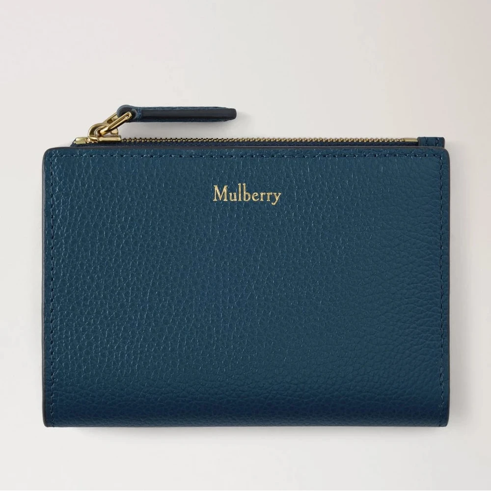 Mulberry Continental Bifold Zipped Wallet Out of the Blue Small Classic Grain 