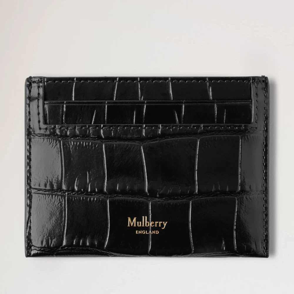 Mulberry Credit Card Slip Black Shiny Small Croc