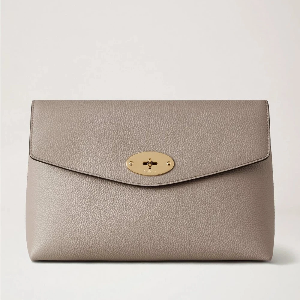 Mulberry Large Darley Cosmetic Pouch Cashmere Taupe Small Classic Grain 