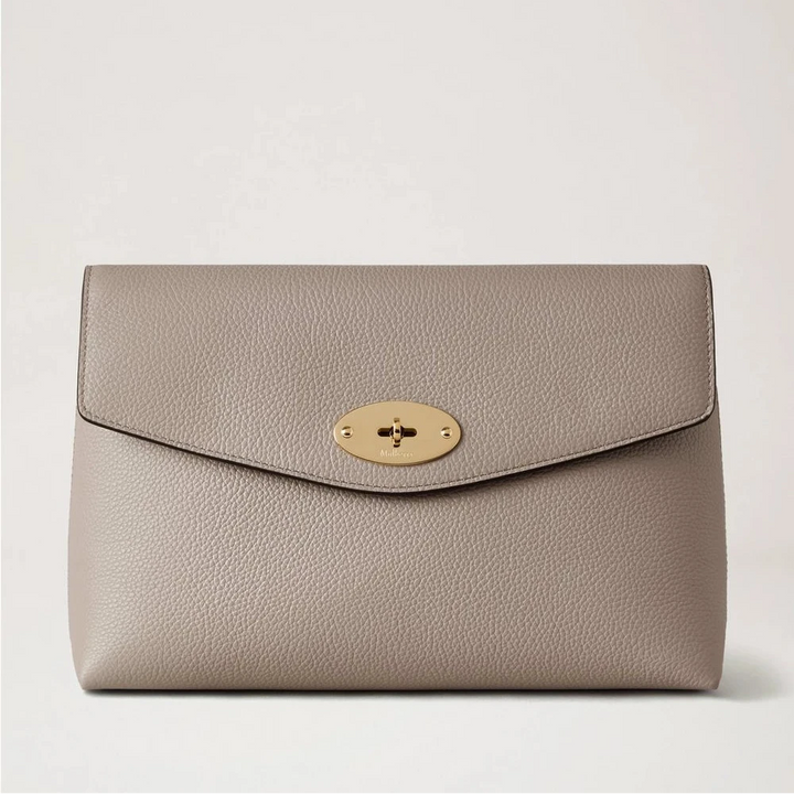 Mulberry Large Darley Cosmetic Pouch Cashmere Taupe Small Classic Grain 