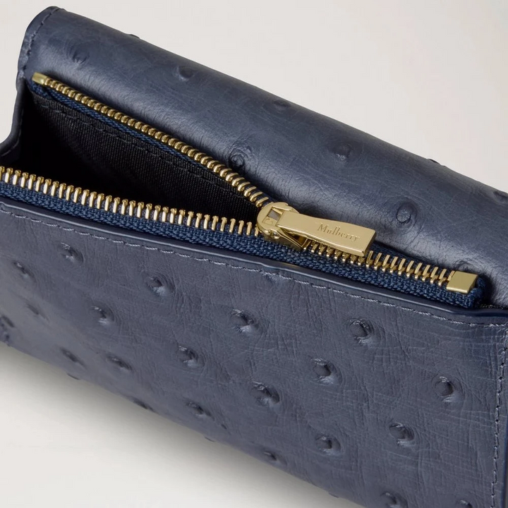 Mulberry Folded Multicard Wallet Ostrich Stormy Blue