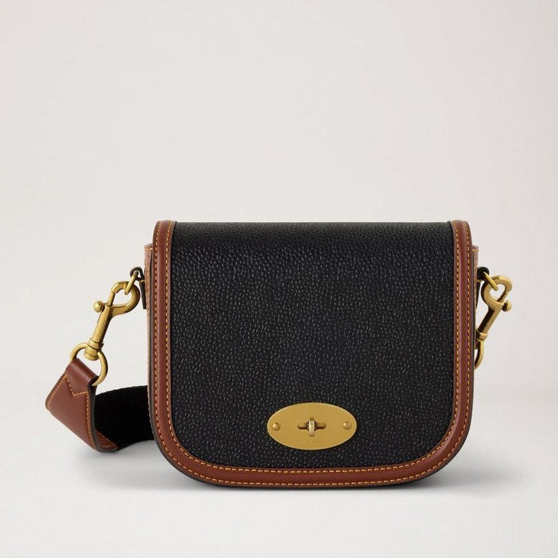 Mulberry Small Darley Satchel Scotchgrain Black-Cognac