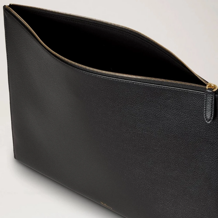 Mulberry Large Zipped Flat Pouch - Black Leather Laptop &amp; Document Sleeve 