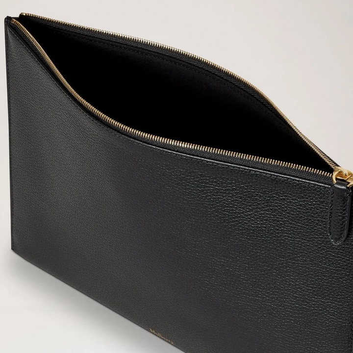 Mulberry Zipped Flat Pouch – Black Leather Document &amp; iPad Sleeve 