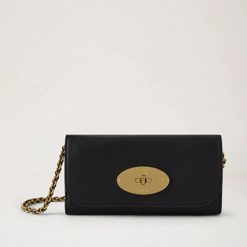 Mulberry Lily Chain Wallet Small Classic Grain Black 