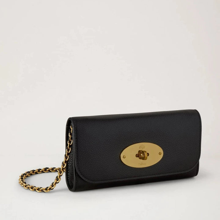 Mulberry Lily Chain Wallet Small Classic Grain Black 