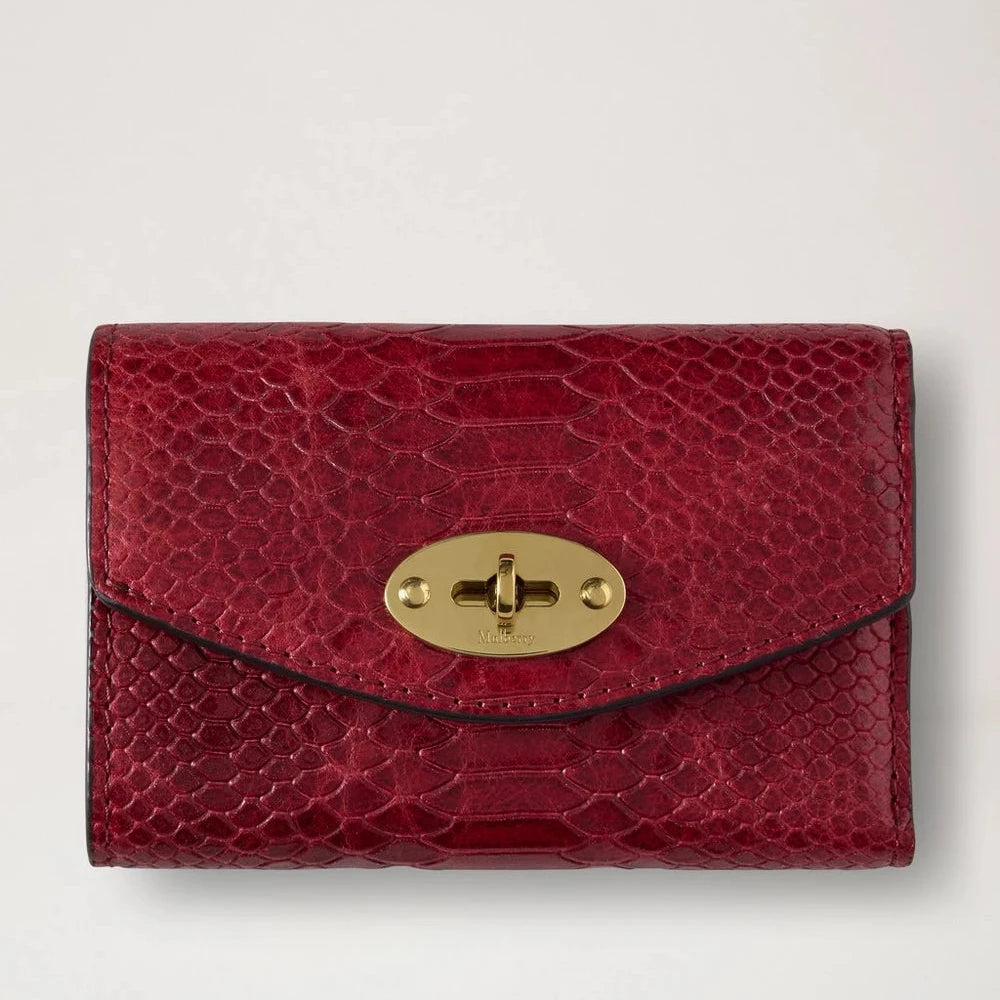 Mulberry Darley Folded Multicard Wallet Waxed Snake Apple Red 