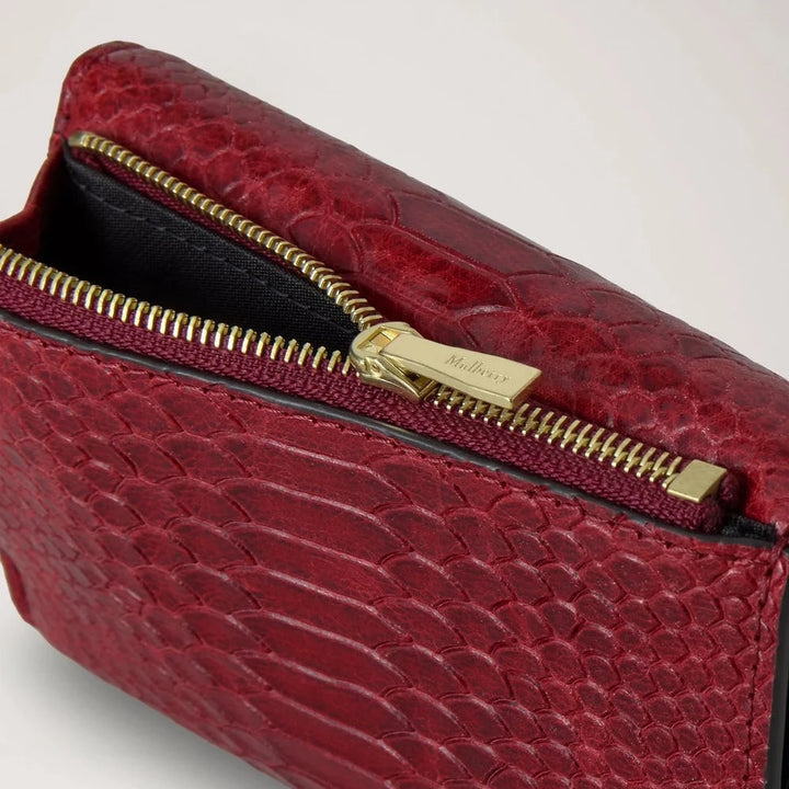 Mulberry Darley Folded Multicard Wallet Waxed Snake Apple Red 