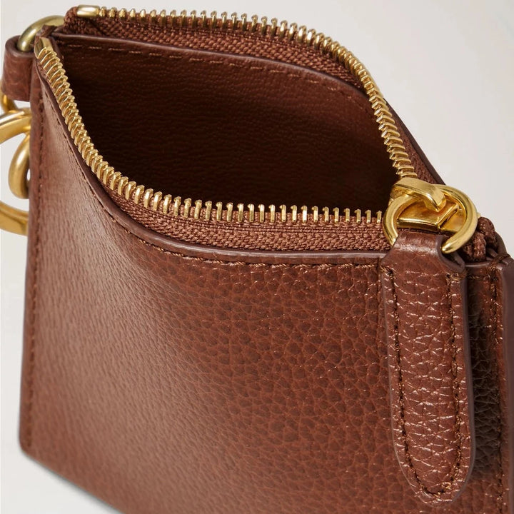 Mulberry Clip Zipped Credit Card Pouch Oak Two-Tone Small Classic Grain 