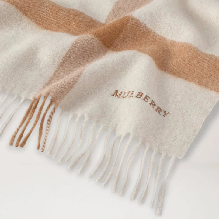 Mulberry Large Check Merino Wool Scarf Pink Peony-Night Sky – product image 2
