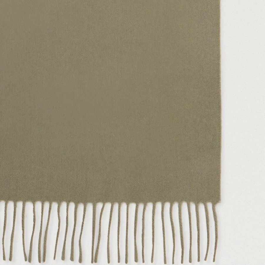 Mulberry Small Solid Merino Wool Scarf Linen Green