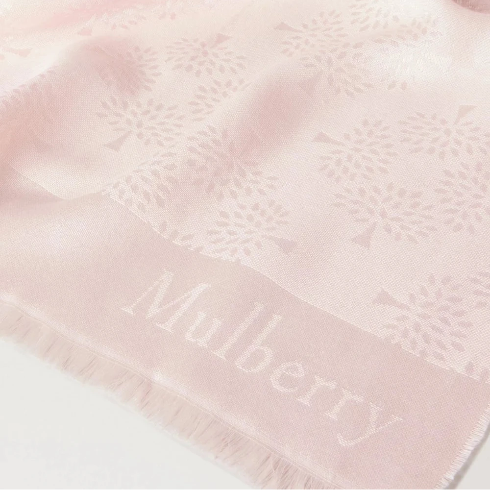 Mulberry Mulberry Tree Rectangular Scarf Blossom Pink Cotton Silk Blend 