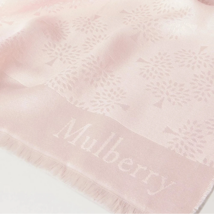 Mulberry Mulberry Tree Rectangular Scarf Blossom Pink Cotton Silk Blend 
