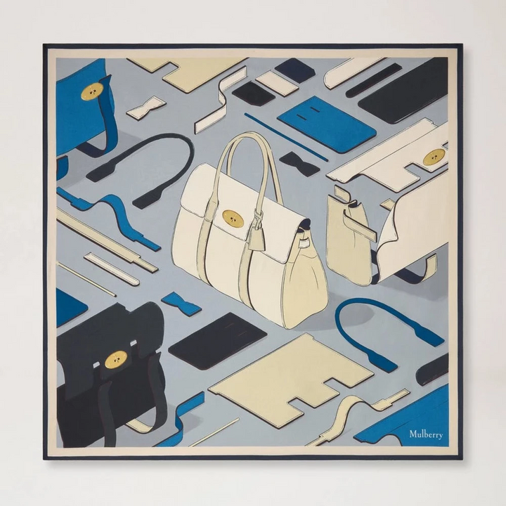 Mulberry Square Scarf - Bayswater Workshop Light Gray Silk Twill