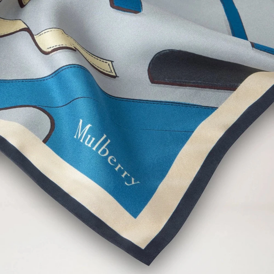 Mulberry Square Scarf - Bayswater Workshop Light Gray Silk Twill