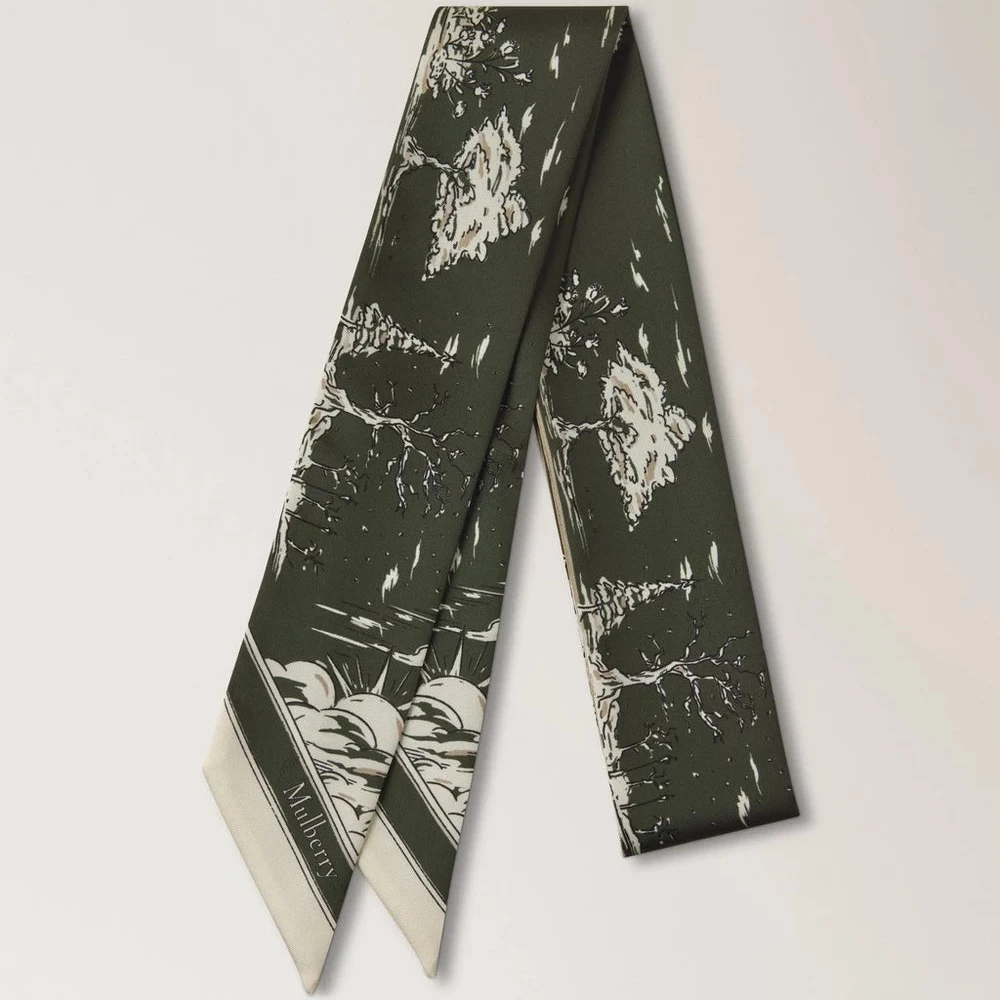 Mulberry Skinny Scarf - British Park Juniper Green