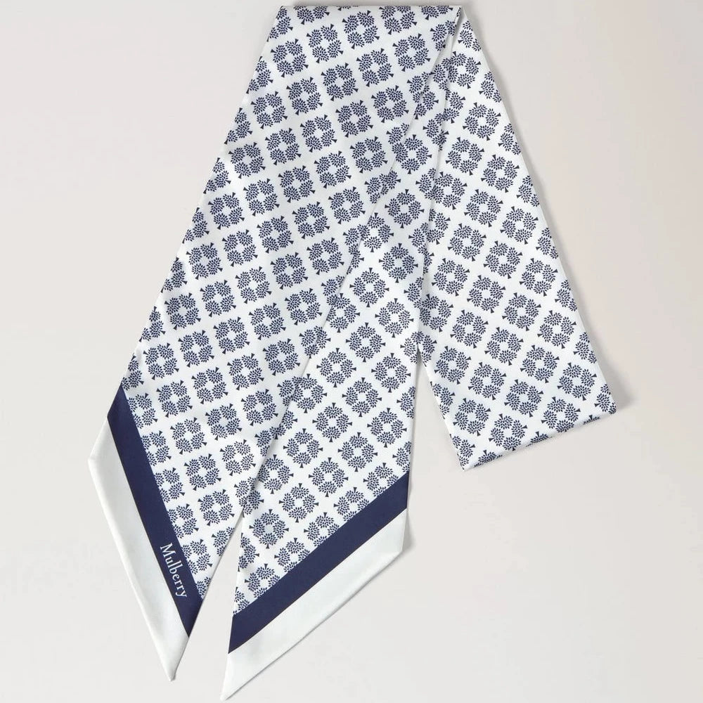 Mulberry Large Skinny Scarf - Mulberry Tree Eggshell Recycled Polyester 