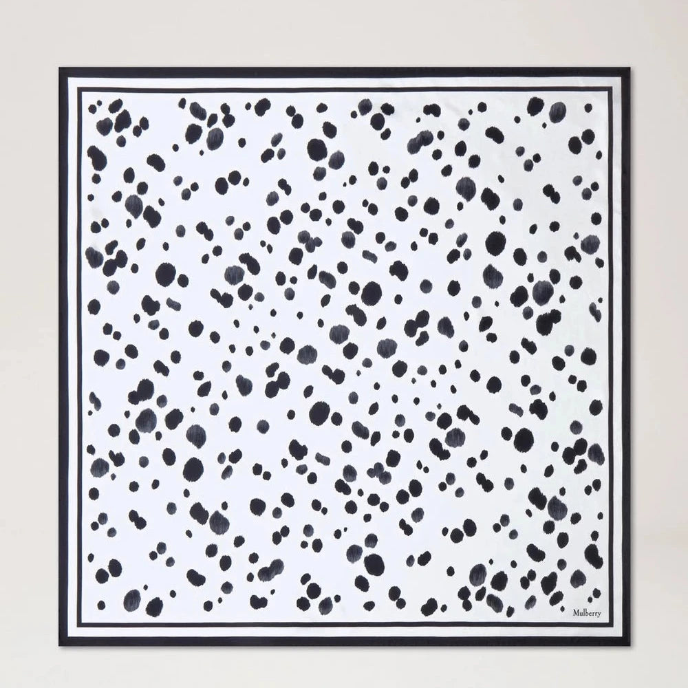 Mulberry Large Square Scarf - Dalmatian Black & Ecru Silk Twill 