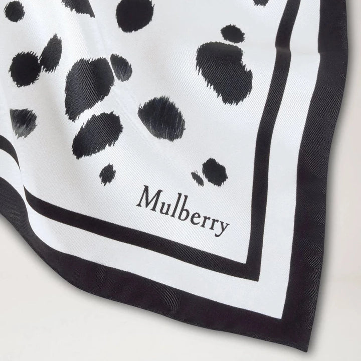 Mulberry Large Square Scarf - Dalmatian Black & Ecru Silk Twill 