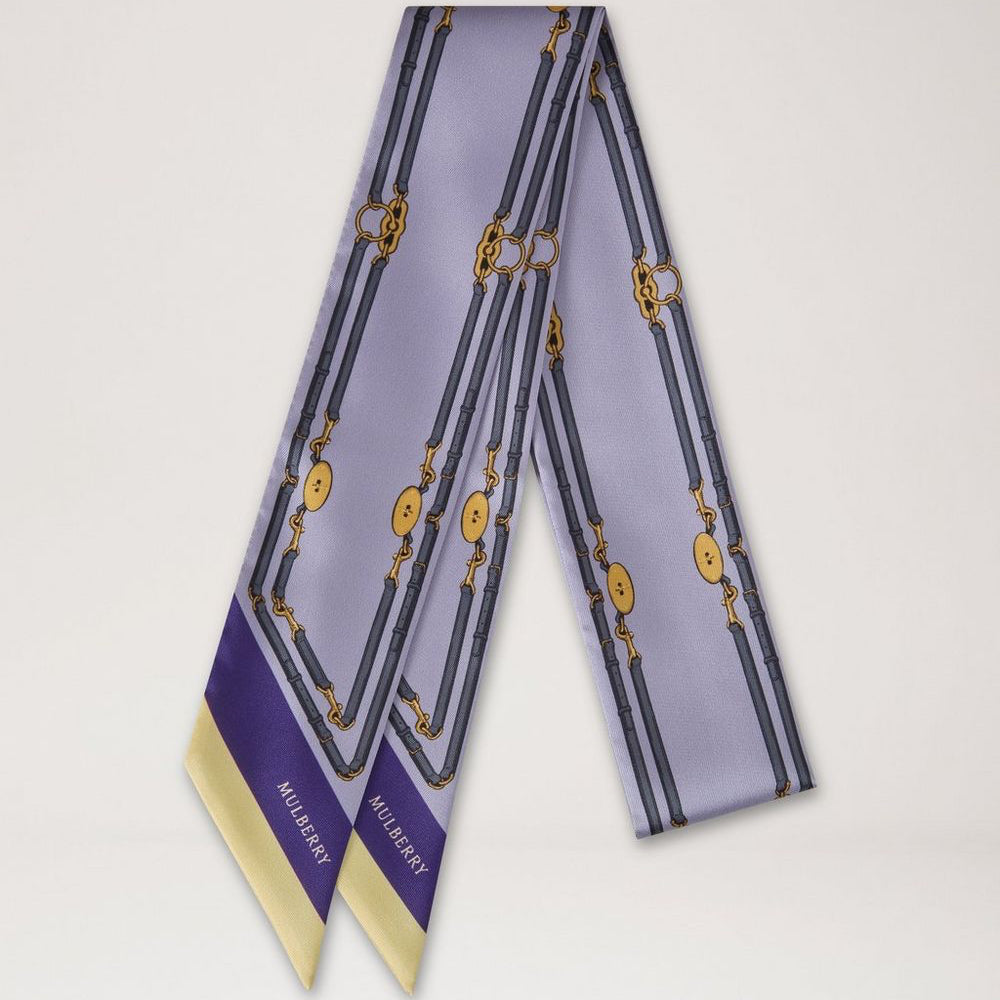 Mulberry Skinny Scarf - Belted Border Lilac Recycled Polyester 
