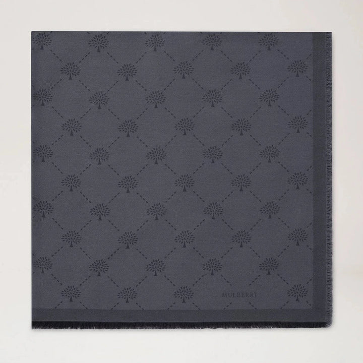 Mulberry Diamond Tree Scarf Woven Cotton Black 