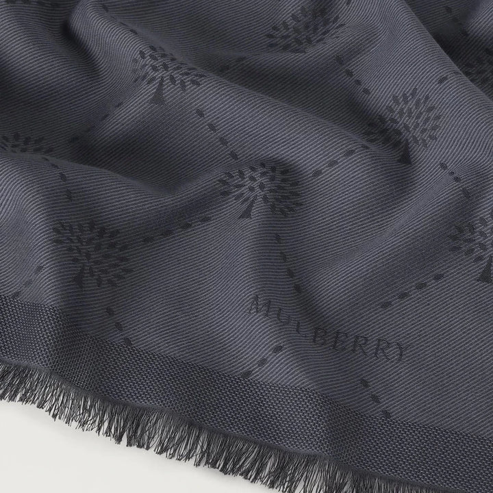 Mulberry Diamond Tree Scarf Woven Cotton Black 