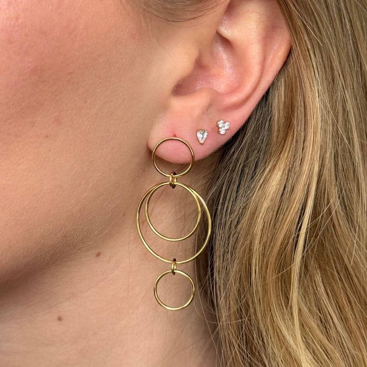 Alura Copenhagen Eclipse Single Stud Earring – Gold-Plated Stud Earring with Cubic Zirconia 