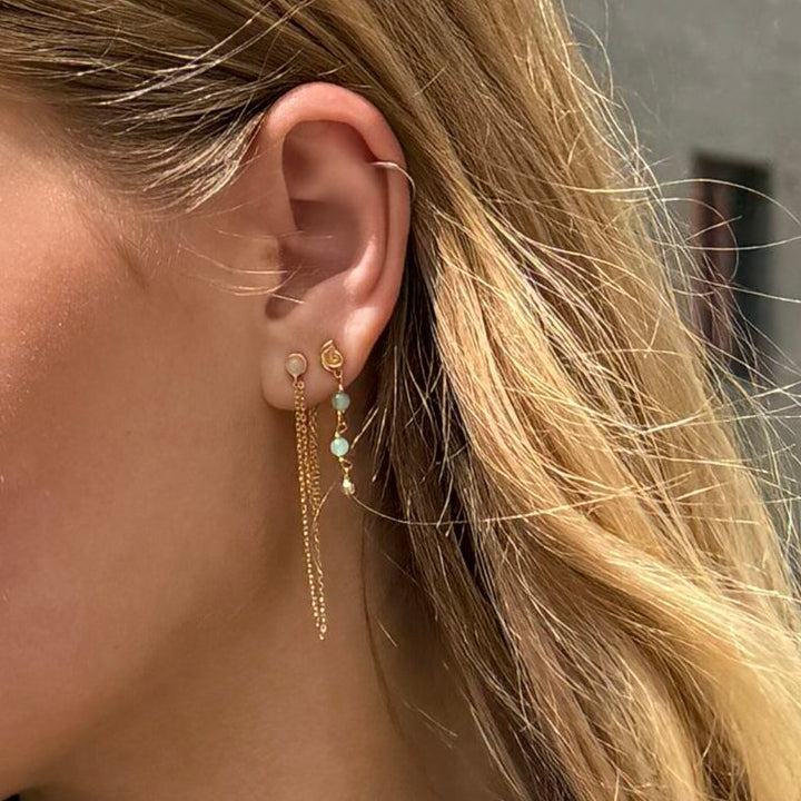 Alura Copenhagen Ocean Single Earring – Gold-Plated Earring with Aventurine 