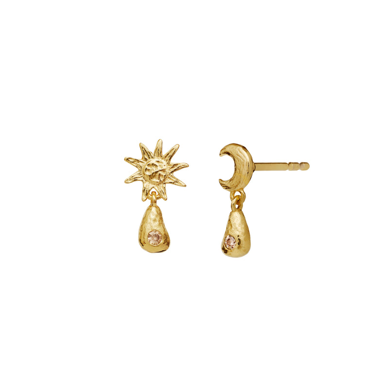 Maanesten Lainy Gold Plated Sun &amp; Moon Earrings