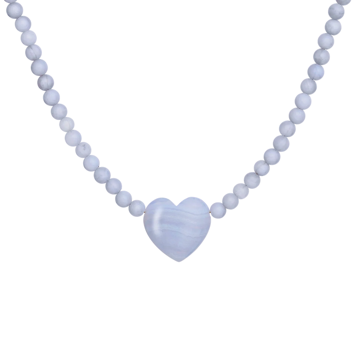 Maanesten Lola Gold-Plated Necklace with Light Blue Lace Agate 