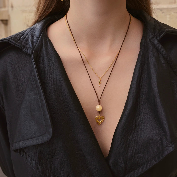 Maanesten Siva Gold-Plated Necklace with Moon & Opal 